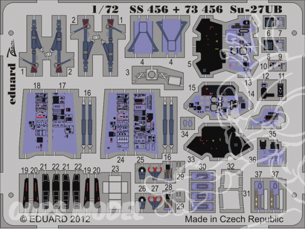 Eduard photodecoupe avion 73456 Soukhoi Su27UB 1/72