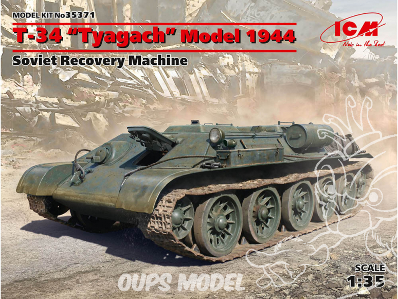 Icm maquette militaire 35371 T-34 «Tyagach» modèle 1944, machine de récupération soviétique 1/35