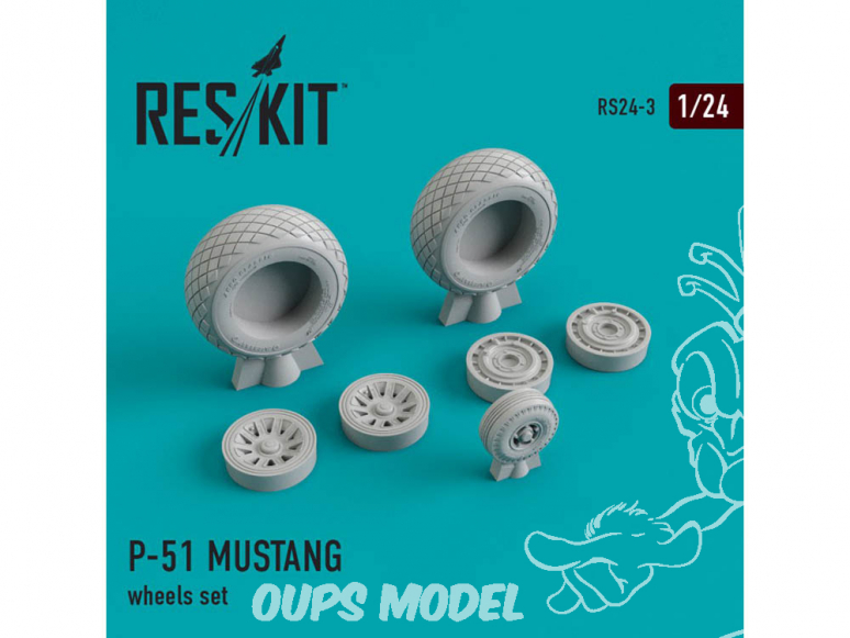 ResKit kit d'amelioration avion RS24-0003 Ensemble de roues P-51 MUSTANG 1/72