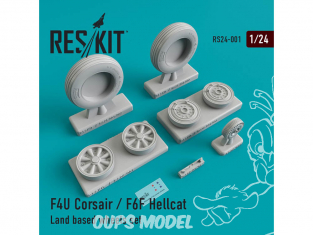 ResKit kit d'amelioration avion RS24-0001 Ensemble de roues F4U Corsair / F6F Hellcat à terre 1/72