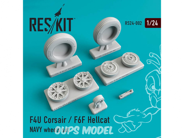 ResKit kit d'amelioration avion RS24-0002 Ensemble de roues F4U Corsair / F6F Hellcat NAVY 1/72