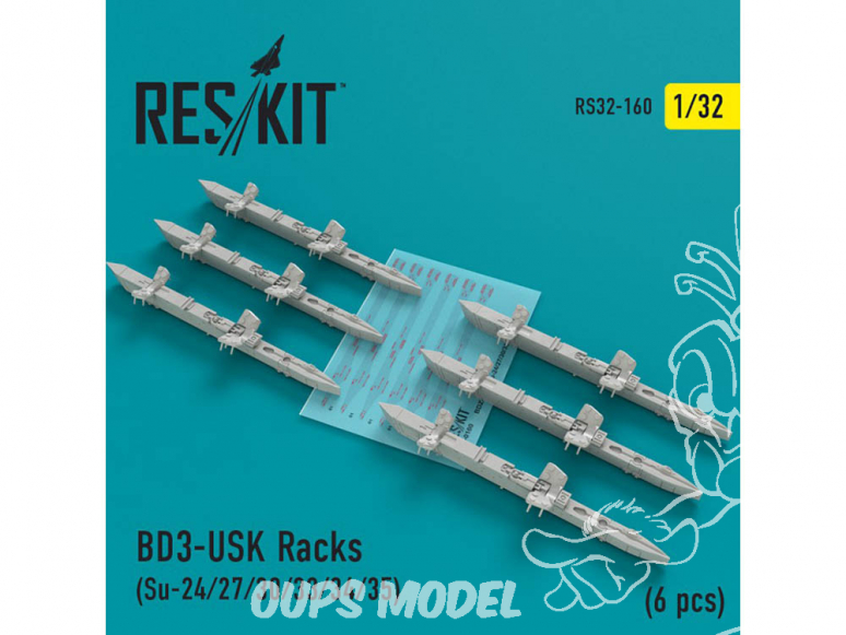 ResKit kit d'amelioration Avion RS32-0160 Racks BD3-USK (6 pièces) SU-24 27 30 33 34 et 35 1/32