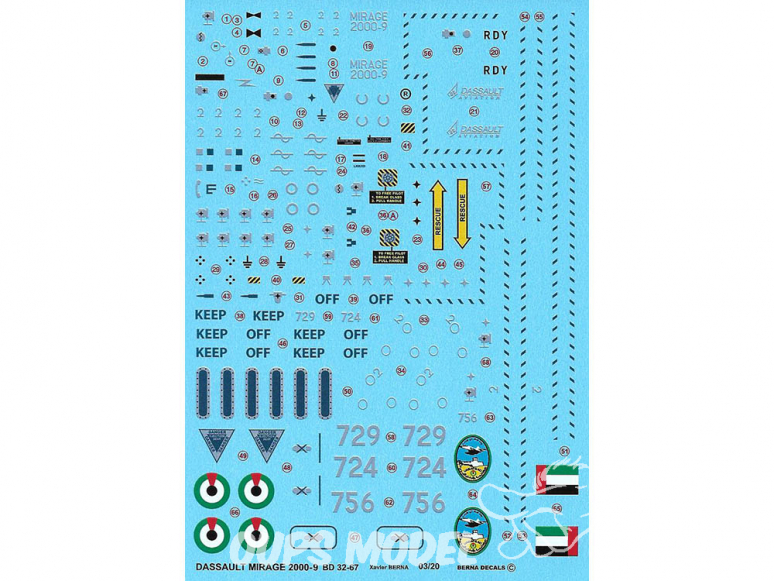 DECALQUES BERNA DECALS BD32-67 Mirage 2000-9 Emirate 1/32