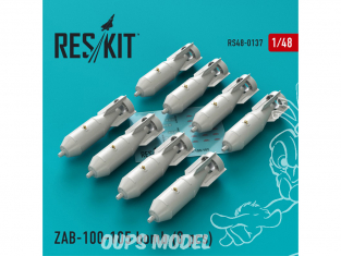 ResKit kit RS48-0137 ZAB-100-105 Bombe (8 pcs) pour SU-7 17 22 24 25 34 Mig-21 27 1/48