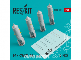 ResKit kit RS48-0094 FAB-250М-54 bombe pour Su-17 -7 -20 -22 -24 -25 -27 -30 -34 mig-21 -23 -27 -29 1/48