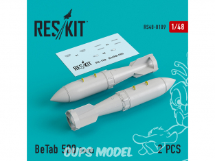 ResKit kit RS48-0109 BeTab 500 Bombe (2 pcs) pour Su-17, Su-24, Su-25, Su-34, MiG-27 1/48