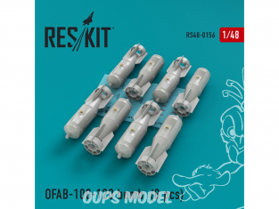 ResKit kit RS48-0156 OFAB-100-120 Bombe 8 pcs pour Su-7 Su-17 Su-24 Su-25 Su-27 Su-30 Su-34 MiG-21 MiG-27 Yak-38 Jak-130 1/48