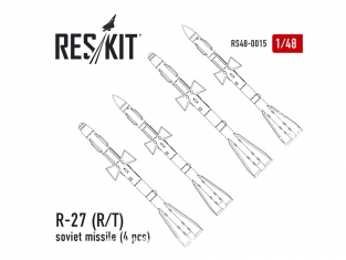 ResKit kit RS48-0015 R-27 R/T soviet missile (4 pcs) pour Su-27/30/33/34/35 MiG-29 1/48