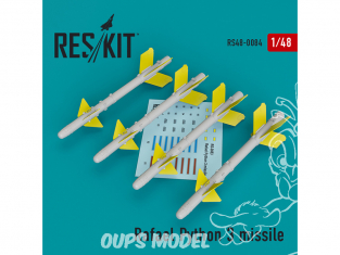 ResKit kit RS48-0084 Rafael Python 3 missile (4 pcs) pour IAI Kfir, F-15C/I, F-16I, JF-17, MiG-21, Mirage F.1 1/48
