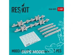 ResKit kit RS48-0095 MBD3-U6-68 Multiple Bomb Racks (2 pcs) pour Su-17, Su-24, Su-30, Su-34, Su-35 1/48