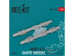 ResKit kit RS48-0158 MBD2-67U Multiple Bomb Racks (2 pcs) pour Su-25 Mig-21-23-27M-29K et Yak-38 1/48