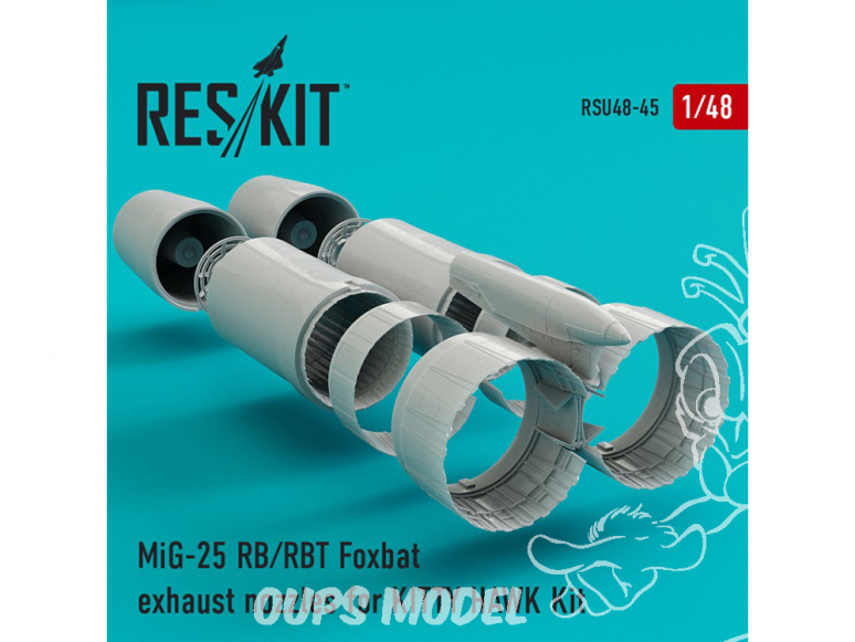 ResKit kit d'amelioration Avion RSU48-0045 Tuyère pour MiG-25 RB, RBT, BM, RBK, RBF, RBSh Foxbat kit Kitty Hawk 1/48