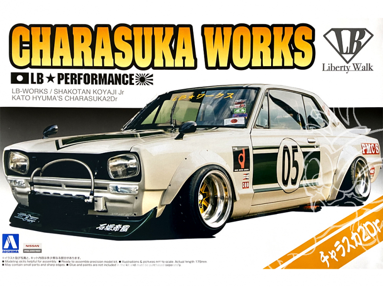 Aoshima maquette voiture 57575 LB Works Charasuka Works Nissan Skyline 2Dr - Liberty Walk 1/24