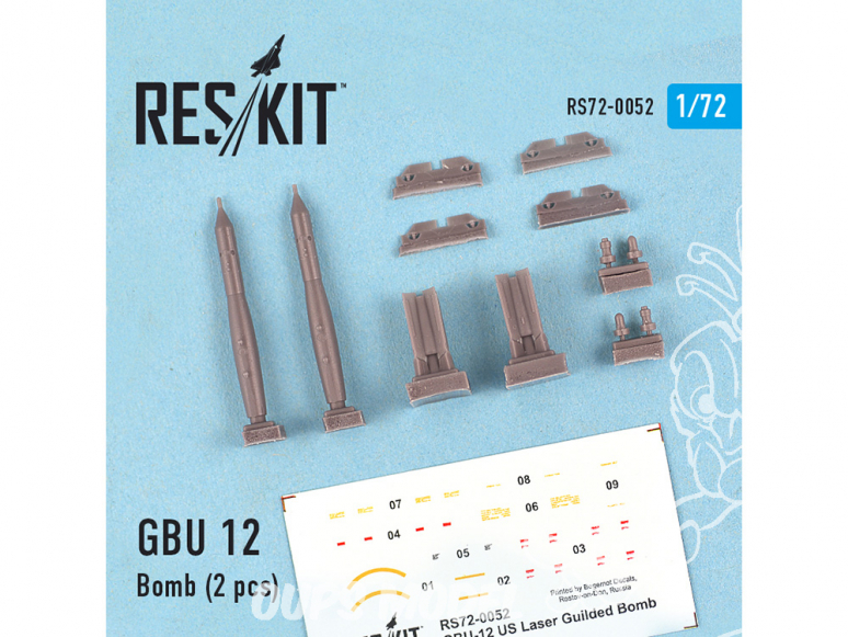 ResKit kit RS72-0052 GBU 12 bombe 2 pcs pour F-14 F-16 F-15 F-14 Harrier Rafale Mirage 2000 Gripen Totnado Eurofighter Kfir 1/72