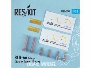 ResKit kit RS72-0048 BLG-66 Belouga Cluster Bombe (2 pcs) pour Mirage F.1 et 2000 Sepecat Jaguar 1/72