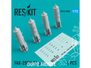 ResKit kit RS72-0094 FAB-250М-54 bombe pour Su-17 -7 -20 -22 -24 -25 -27 -30 -34 mig-21 -23 -27 -29 Yak-130 1/72