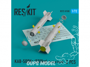 ResKit kit RS72-0100 KAB-500Kr (500kg) Guided bomb (2 pcs) pour Su-24, Su-34, Su-30, Su-39, Mig-27, Yak-130 1/72