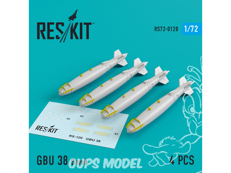 ResKit kit RS72-0120 GBU 38 Bombe (4 pcs) pour A-10 F-16 F-15 F-22 F-35 1/72