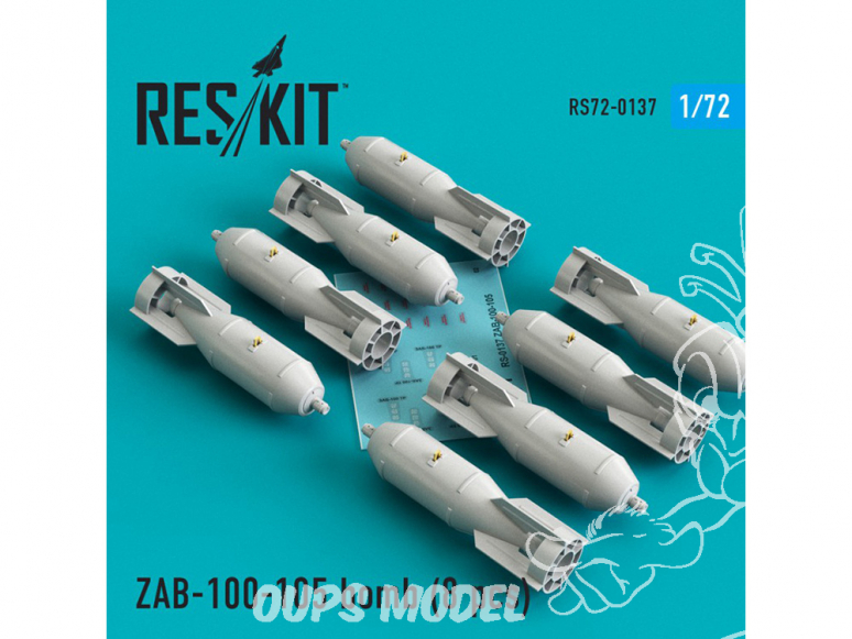 ResKit kit RS72-0137 ZAB-100-105 Bombe (8 pcs) pour SU-7 17 22 24 25 34 Mig-21 27 1/72