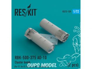 ResKit kit RS48-0139 RBK-500-375 АО-10 Cluster bomb (2 pcs) pour Su-17, Su-22, Su-24, Su-25, Su-30, Su-34 1/72