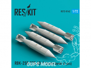 ResKit kit RS72-0142 RBK-250-275 AO-1 Cluster bomb (4 pcs) pour Su-7, Su-17, Su-22, Su-24, Su-25, Su-34, MiG-21, MiG-27 1/72