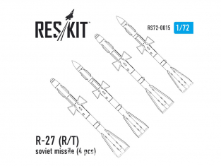 ResKit kit RS72-0015 R-27 R/T soviet missile (4 pcs) pour Su-27/30/32/33/37/35 MiG-29 1/72