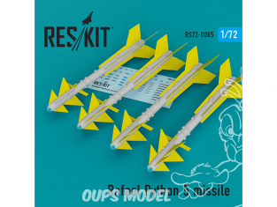 ResKit kit RS72-0085 Rafael Python 5 missile (4 pcs) pour F-16I, F-16D, F-15I Mirage F.1 1/72