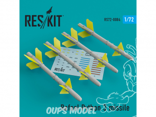 ResKit kit RS72-0084 Rafael Python 3 missile (4 pcs) pour IAI Kfir, F-15C/I, F-16I, JF-17, MiG-21, Mirage F.1 1/72