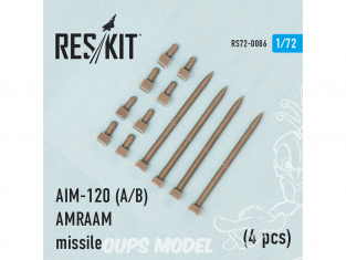 ResKit kit RS72-0086 AIM-120 (A/B) AMRAAM missile (4 pcs) pour F-15A/C/D/E, F-16A/C, F/A-18A/C 1/72