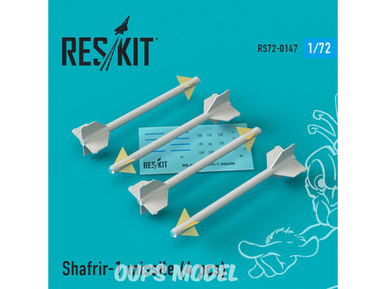ResKit kit RS72-0147 Shafrir-1 missile (4 pcs) pour Mirage 3C, Mirage 3CJ, Vautour II 1/72