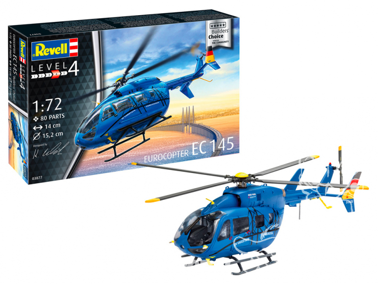 Revell maquette helicoptere 63877 Model Set EC 145 Builders' Choice Inclus colle peinture et pinceau 1/72