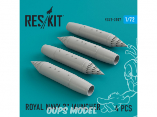 ResKit kit RS72-0107 Bombe ROYAL NAVY 2" lAUNCHER (4 pcs) pour Phantom, Harrier, Sea Vixen, Buccaner 1/72
