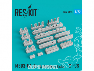 ResKit kit RS72-0095 MBD3-U6-68 Multiple Bomb Racks (2 pcs) pour Su-17, Su-24, Su-30, Su-34, Su-35 1/72