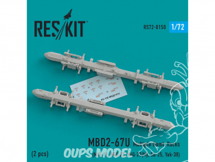 ResKit kit d'amelioration Avion RS72-0158 MBD2-67U Racks à bombes multiples (2 pièces) 1/72