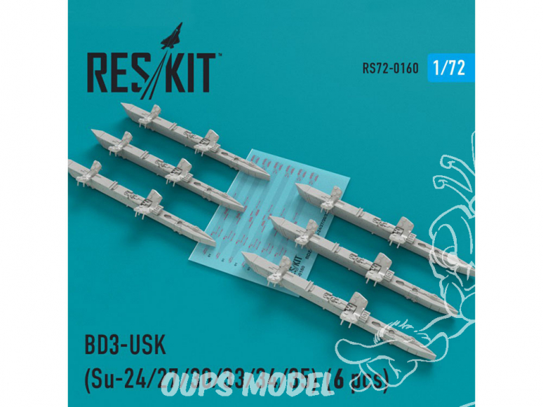 ResKit kit d'amelioration Avion RS72-0160 Racks BD3-USK (6 pièces) SU-24 27 30 33 34 et 35 1/72