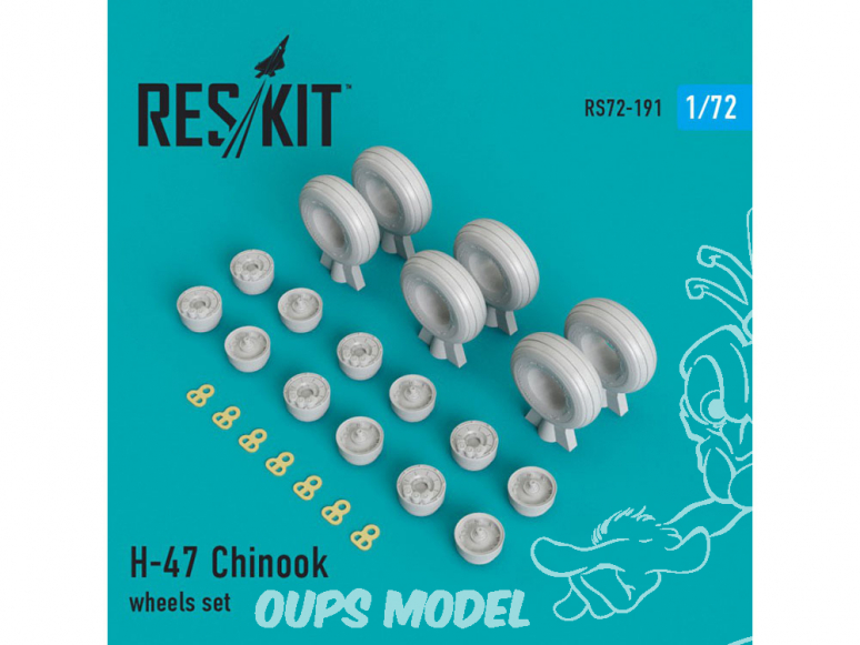 ResKit kit d'amelioration helico RS72-0191 Ensemble de roues pour H-47 Chinook 1/72