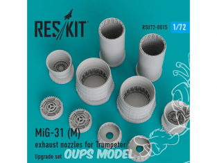 ResKit kit d'amelioration Avion RSU72-0015 Tuyère pour MiG-31 (M) kit Trumpeter 1/72