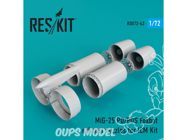 ResKit kit d'amelioration Avion RSU72-0043 Tuyère pour MiG-25 (P, PD, PDS) Foxbat kit ICM 1/72