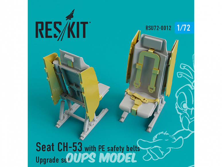 ResKit kit d'amelioration Avion RSU72-0012 Siège CH-53, MH-53 avec ceintures de sécurité en PE 1/72
