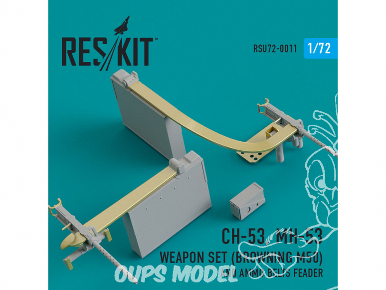 ResKit kit d'amelioration helico RSU72-0011 Ensemble d'armes CH-53, MH-53 (Browning M50) et ceinturon de munitions 1/72