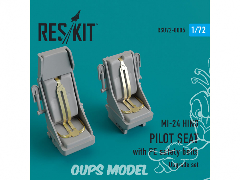 ResKit kit d'amelioration helico RSU72-0005 MI-24 Hind Siège pilote avec ceintures de sécurité en PE 1/72