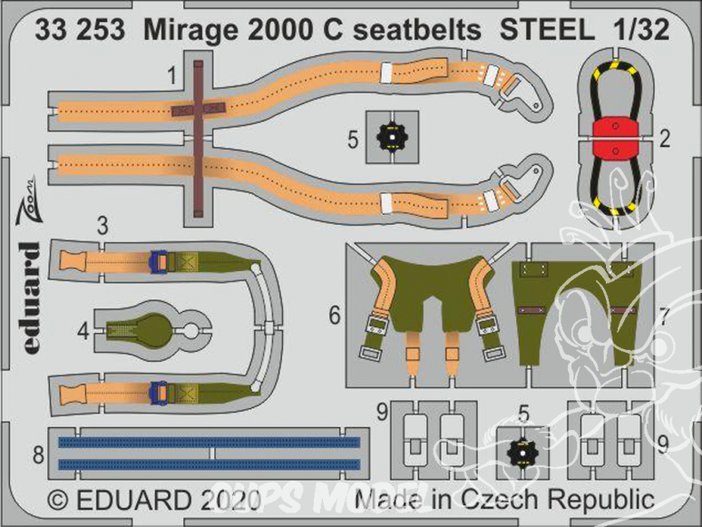 Eduard photodécoupe avion 33253 Harnais métal Mirage 2000C Kitty Hawk 1/32