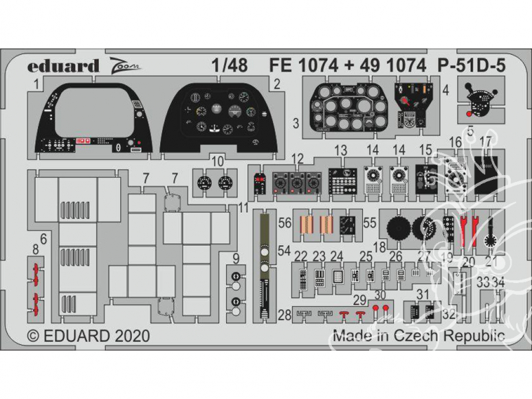 EDUARD photodecoupe avion 491074 Intérieur P-51D-5 Airfix 1/48