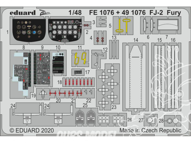 EDUARD photodecoupe avion FE1076 Zoom amélioration FJ-2 Fury Kitty Hawk 1/48