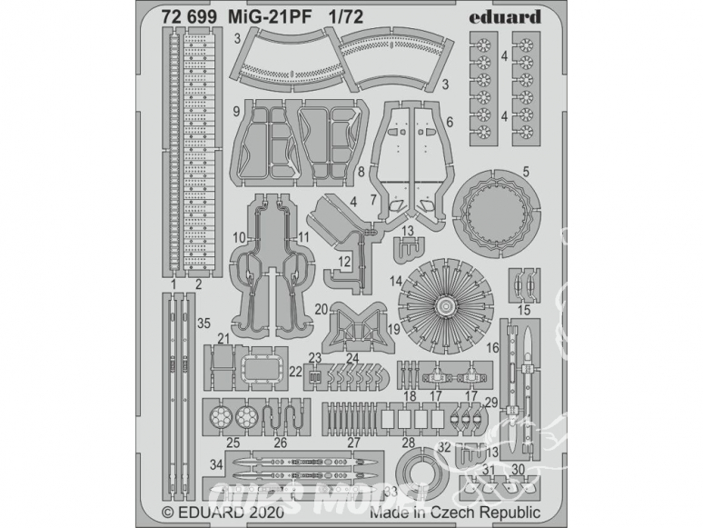 Eduard photodecoupe avion 72699 Amélioration MiG-21PF Eduard 1/72