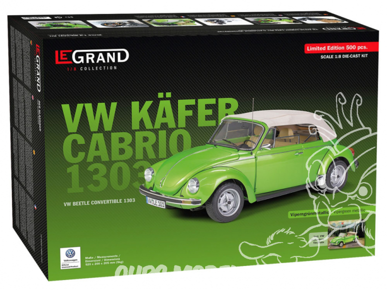 Le Grand maquette voiture LE101 VW V Käfer Cabrio 1303 vert vipère métallisé 1/8