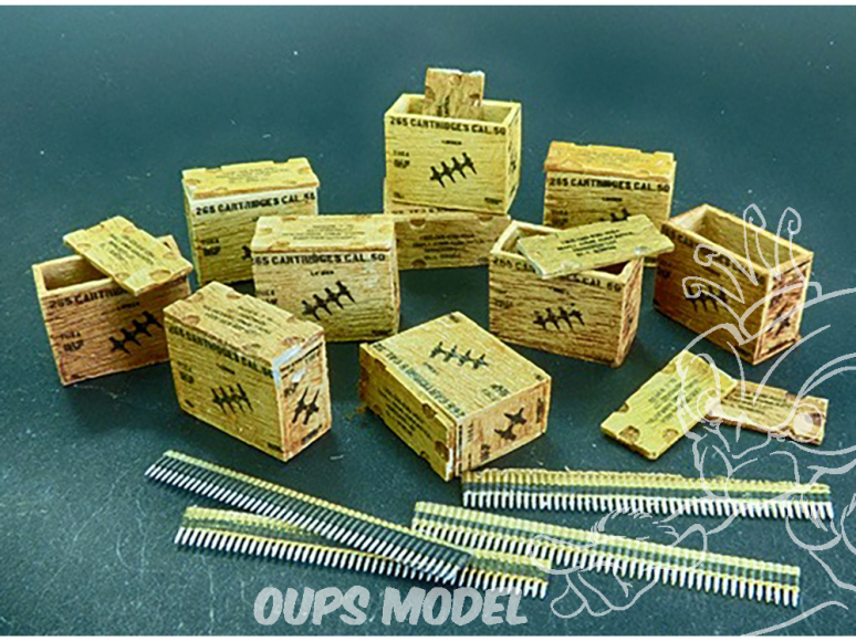 Plus Model AL4088 Boîtes de munitions américaines avec ceintures de charges 1/48