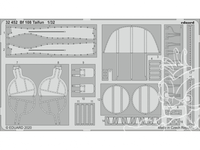 Eduard photodécoupe avion 32452 Amélioration Messerschmitt Bf 108 Taifun Eduard 1/32