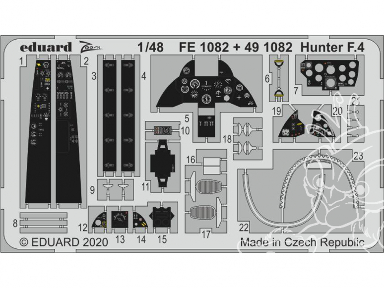 EDUARD photodecoupe avion 491082 Amélioration Hunter F.4 Airfix 1/48