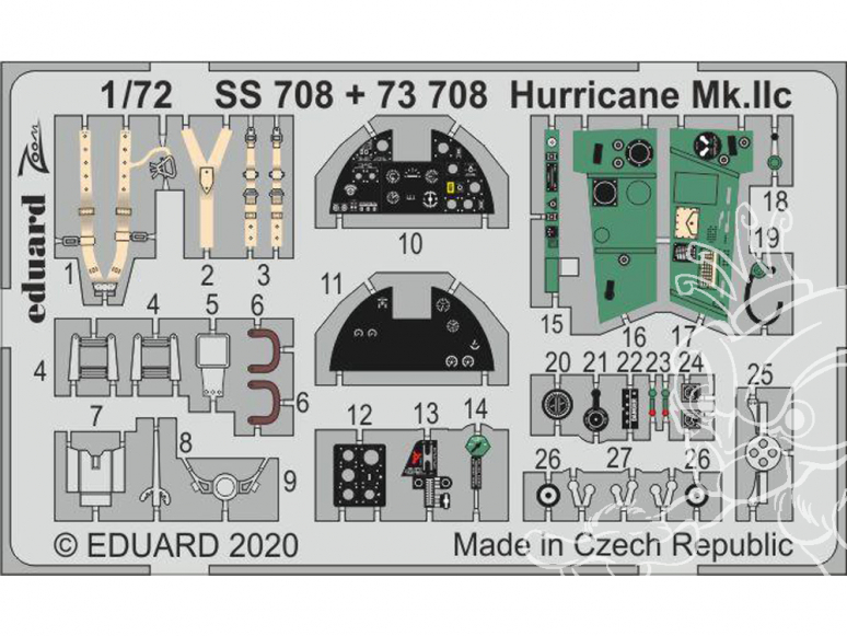 Eduard photodecoupe avion 73708 Amélioration Hurricane Mk.IIc Arma Hobby 1/72